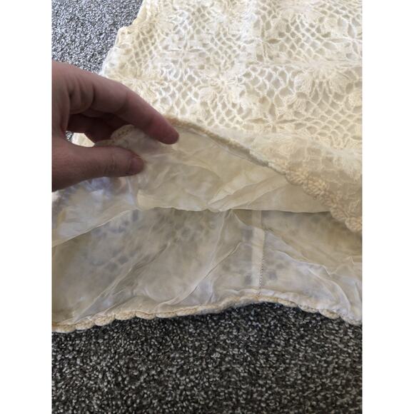 VTG Phil Rose Of California Wool Mohair Crochet Sleeveless Lined Blouse Ivory C4 - Picture 4 of 9